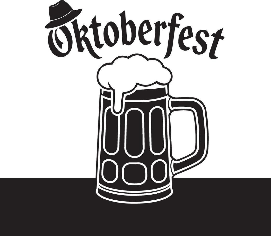 Oktoberfest beer mug with hat illustration vector