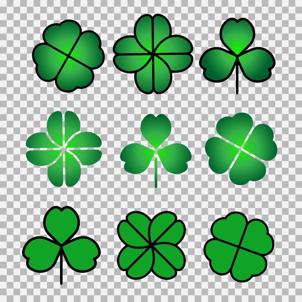 Green Shamrock clover icon.St Patrick day symbol, leprechaun leaf sign. Shamrock clover isolated, flat decorative element. vector