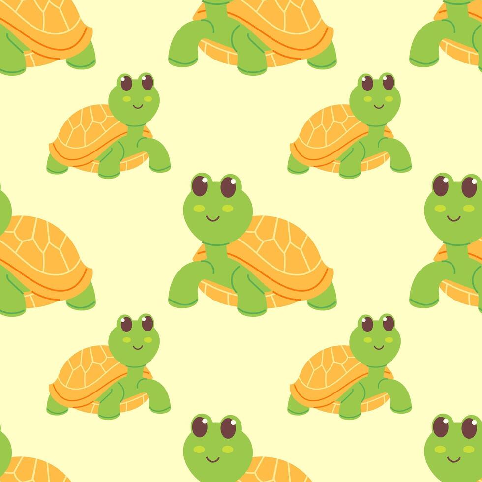 Seamless pattern with hand-drawn cute turtles vector