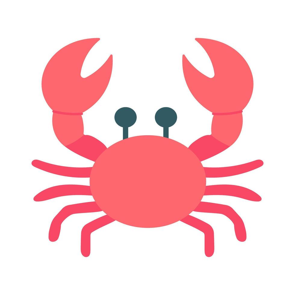 A red crab with blue eyes and claws. The crab is sitting on a white background. vector