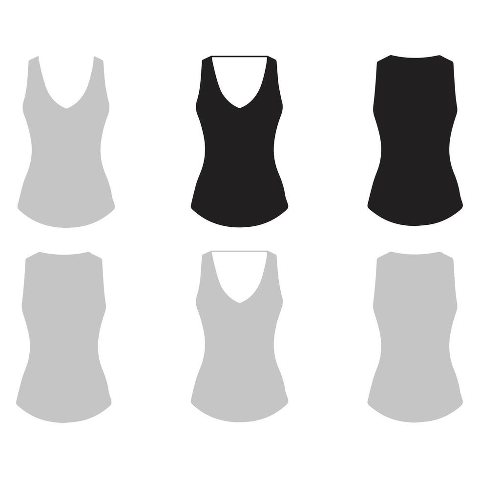 Six different types of women's tank tops vector
