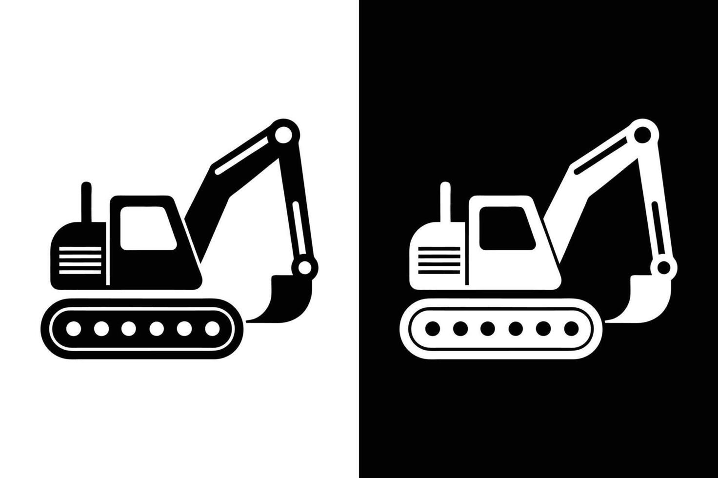 Excavator icon silhouette A heavy equipment. A bucket digger for a construction and industrial work design vector