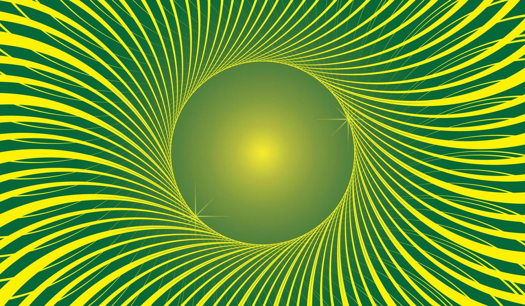 Fractal Burst with Green Spiral Rays and Yellow Light Effects vector