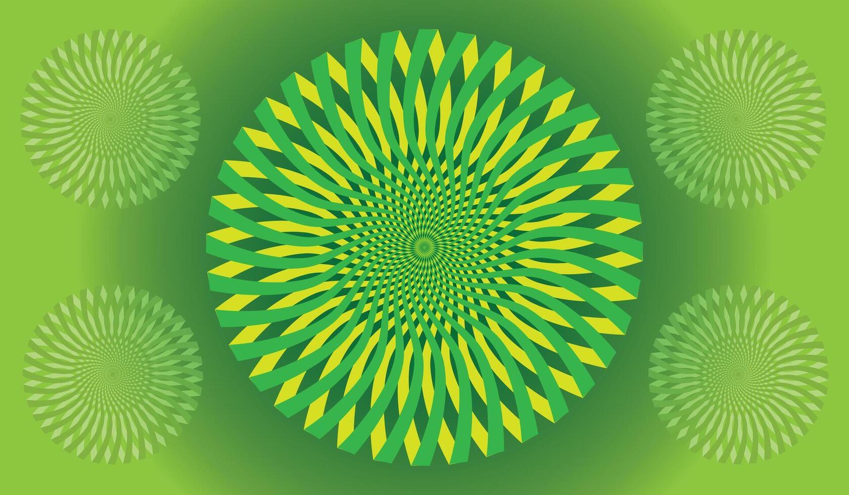 Abstract green background with circular pattern and floral geometric design vector