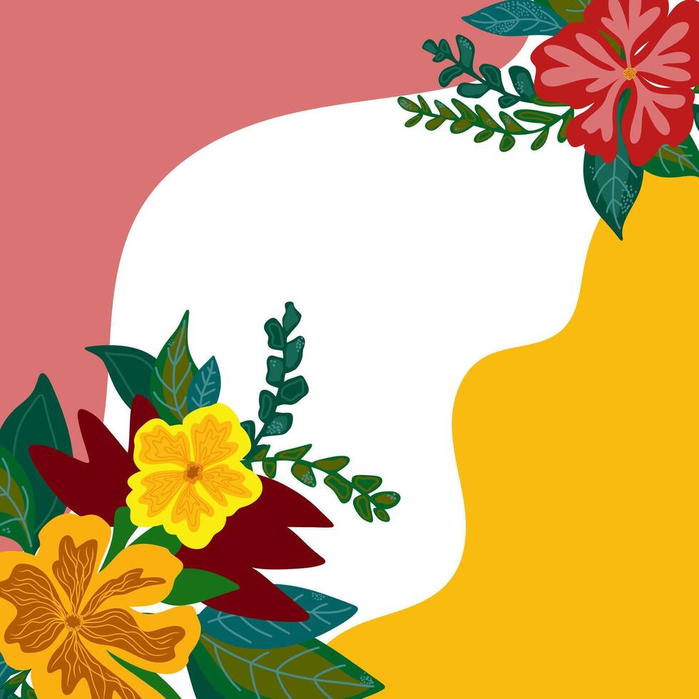 flowers on a yellow and pink background vector