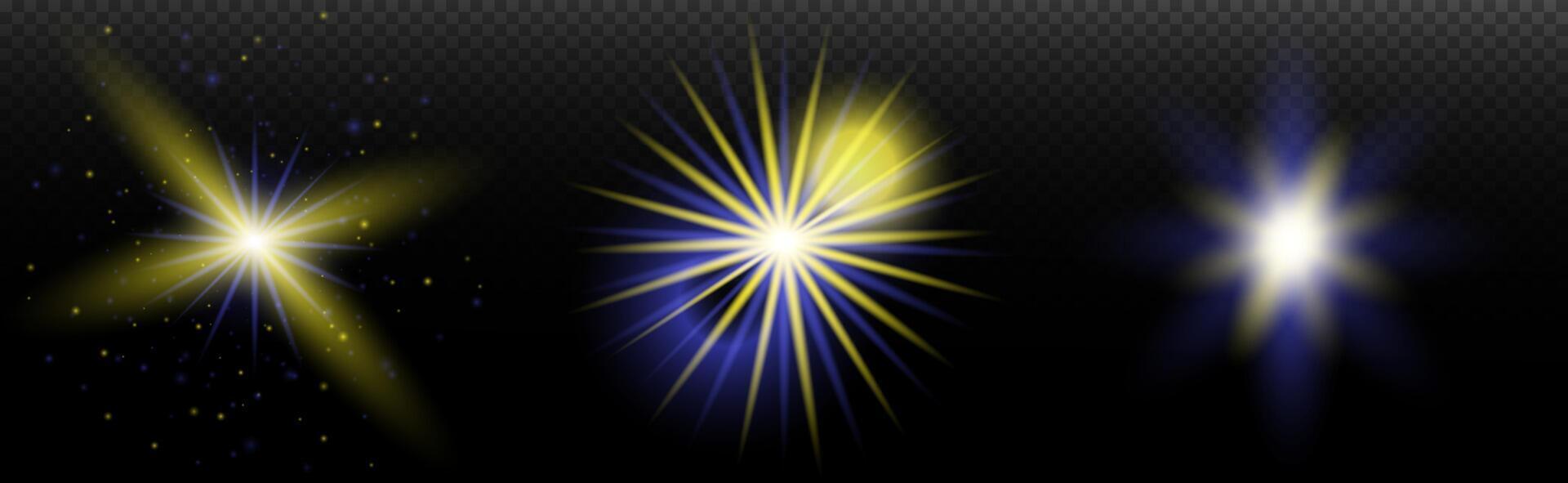 three different types of starburst lights on a black background vector