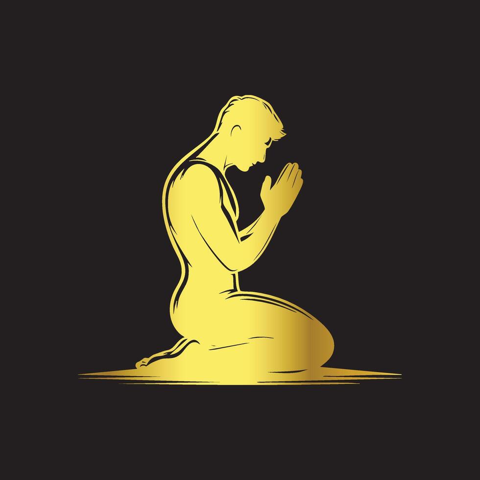 Silhouette of Devotion in Gold vector
