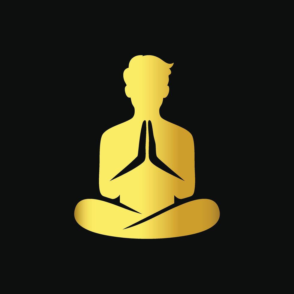 a man in a lotus position on a black background vector