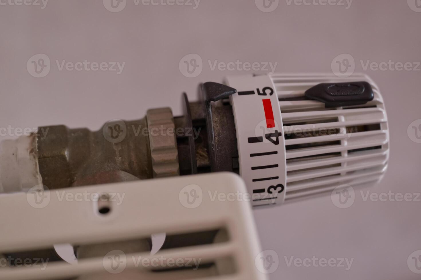 Close-up Radiator Valve with Temperature Control photo