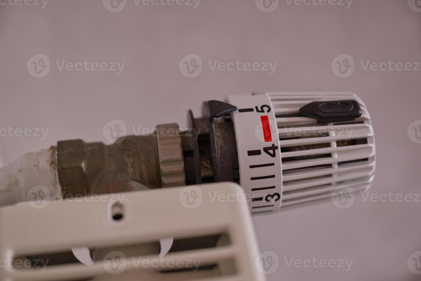 Closeup of a Radiator Valve with Temperature Control photo