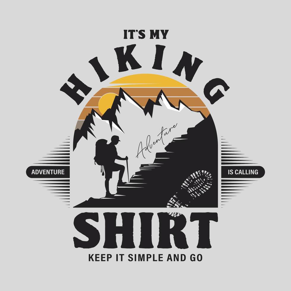 Hikers navigating rocky terrain, with towering peaks and golden light vector