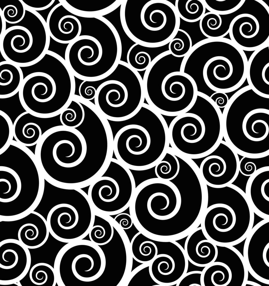 Spiral seamless pattern in black and white, ideal for textiles, wallpapers vector