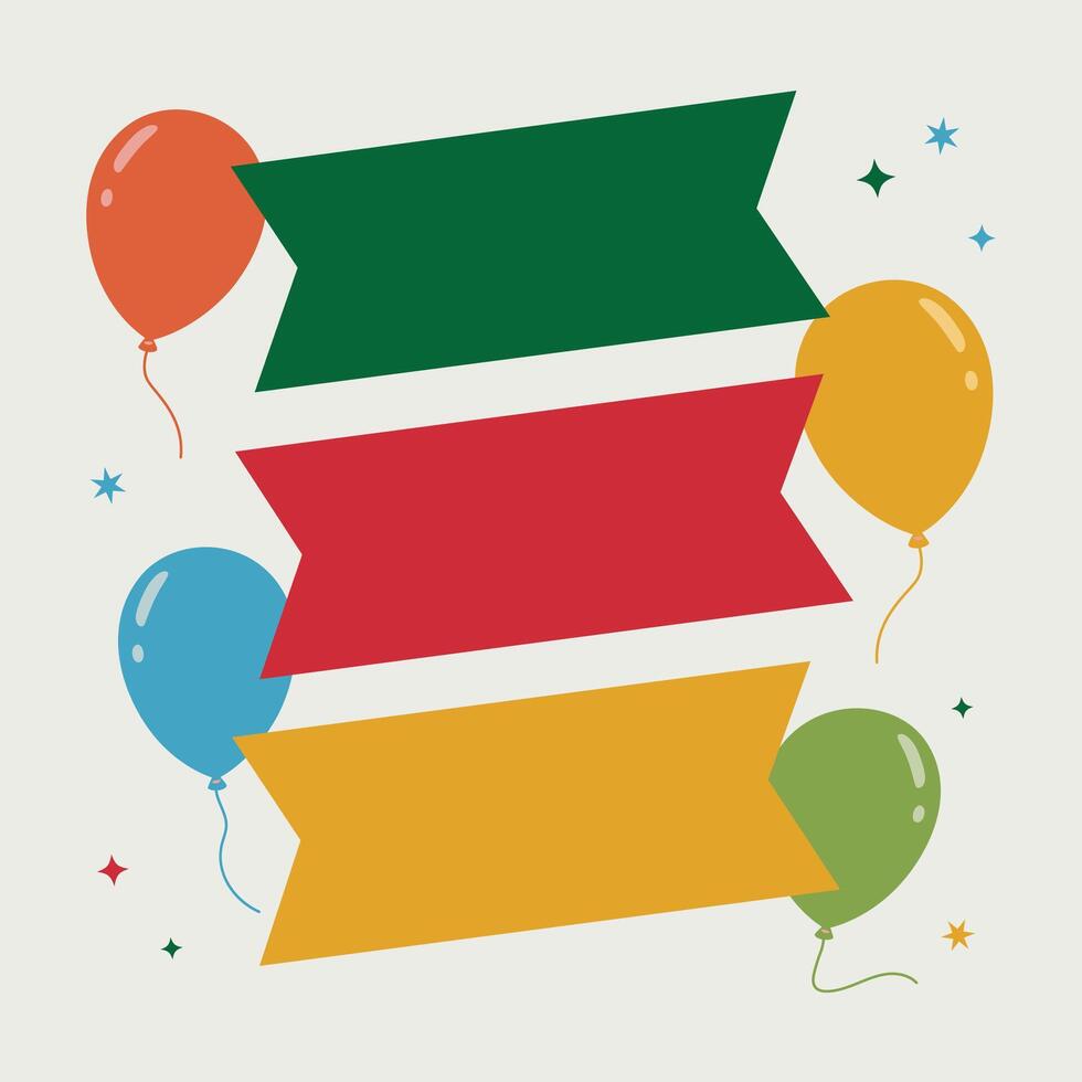 Blank banners with colorful balloons and stars, perfect for party themes vector