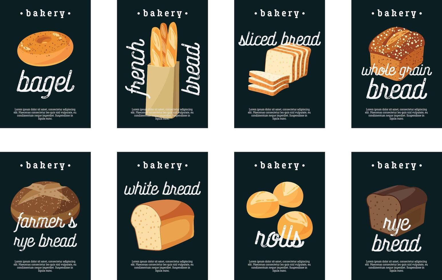 Bakery vectors bread cards