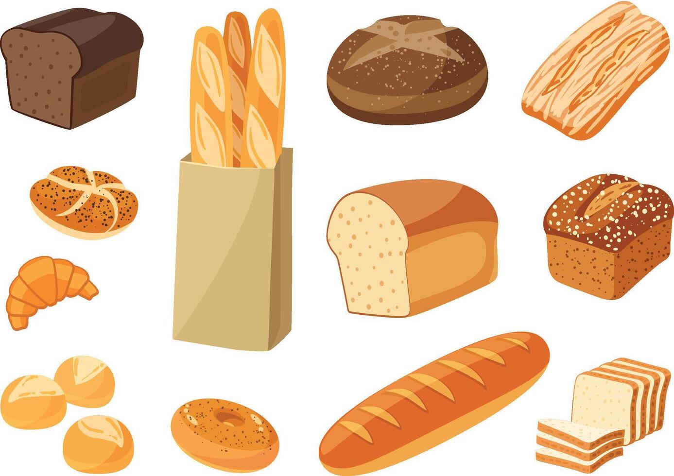 Bakery vectors bread elements