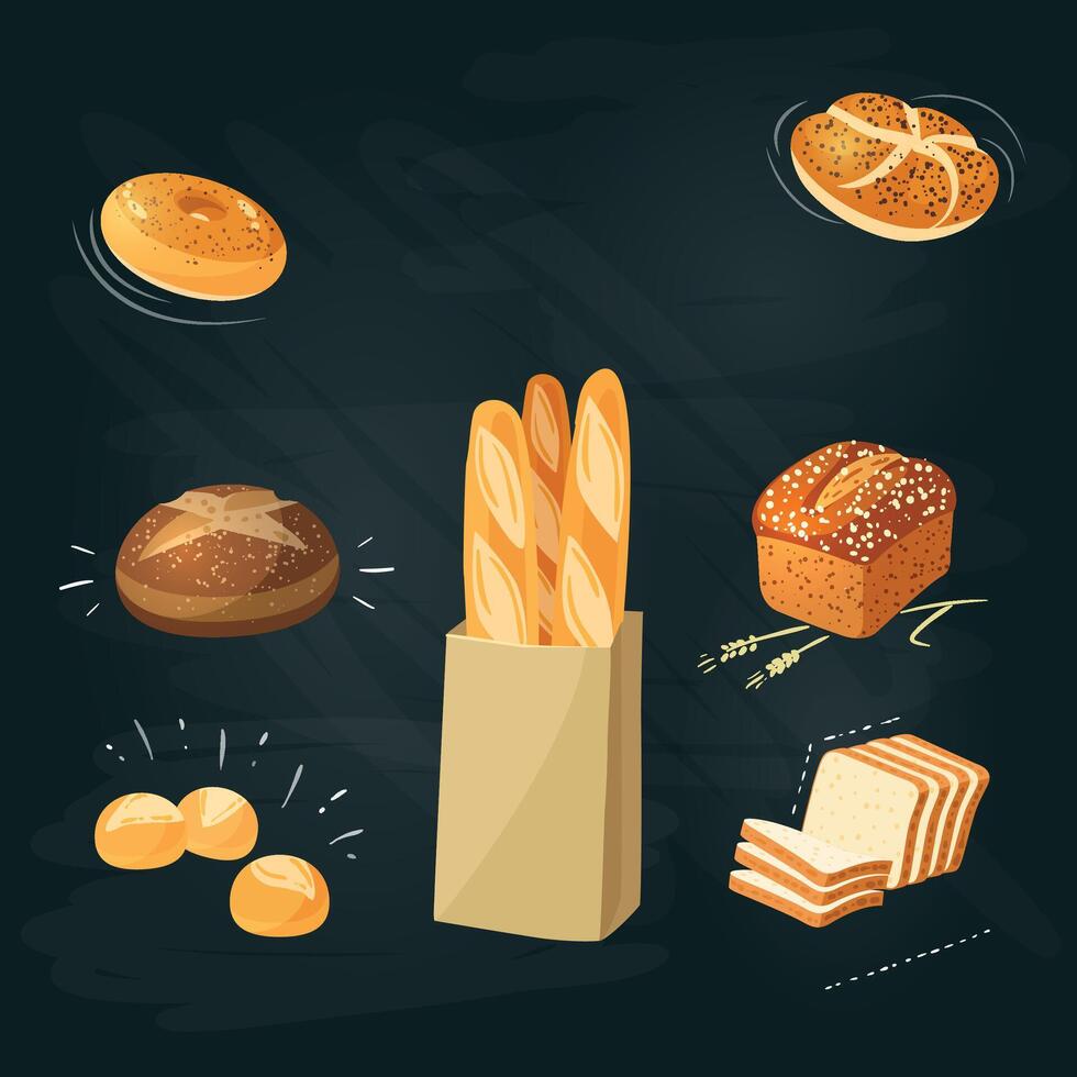Bakery vectors bread