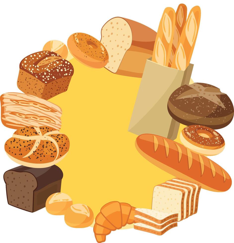 Bakery of vectors bread elements