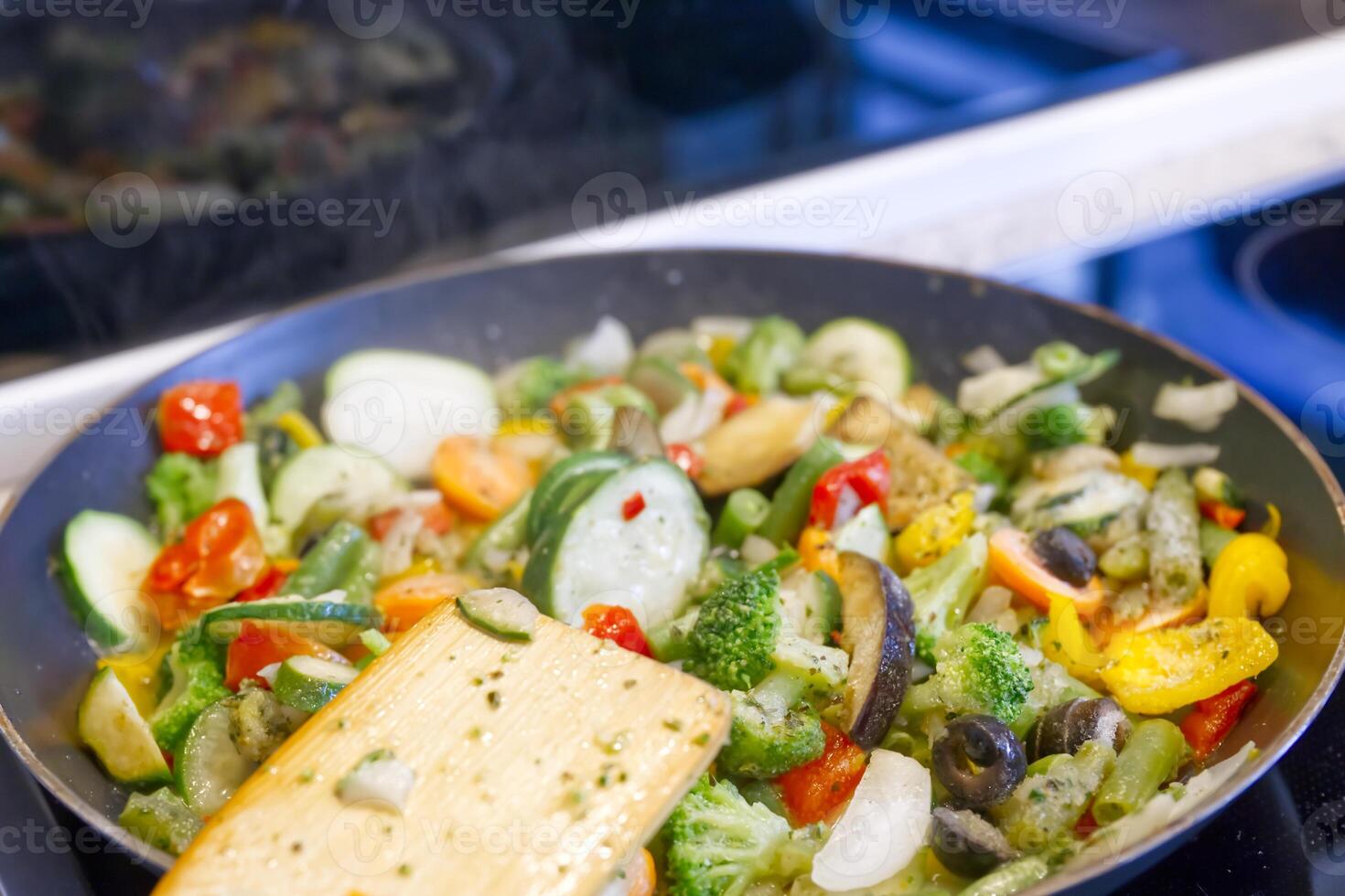 Colorful Vegetable Stir Fry in a Pan photo