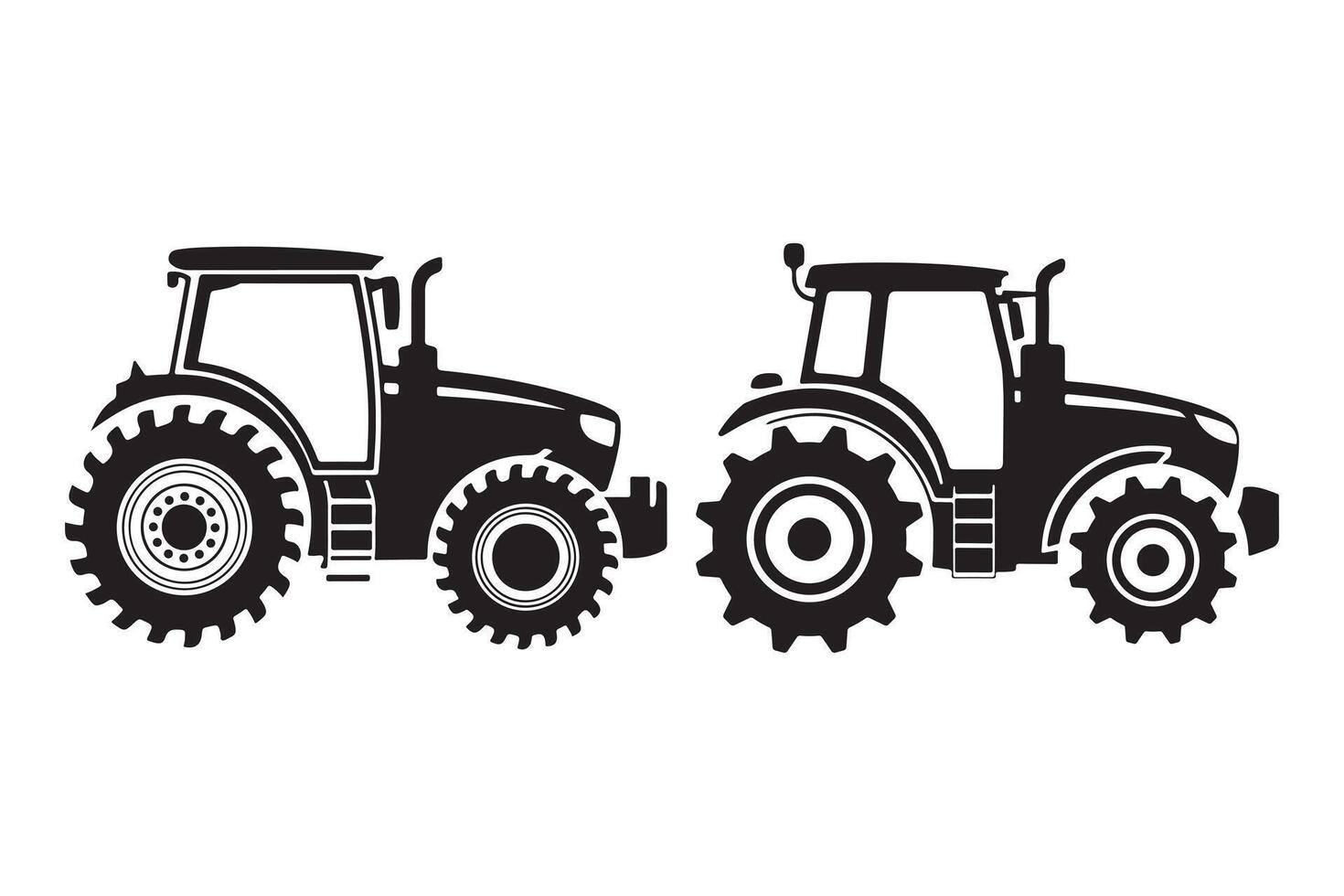 Two Farm Tractor Silhouettes for Design or Branding vector