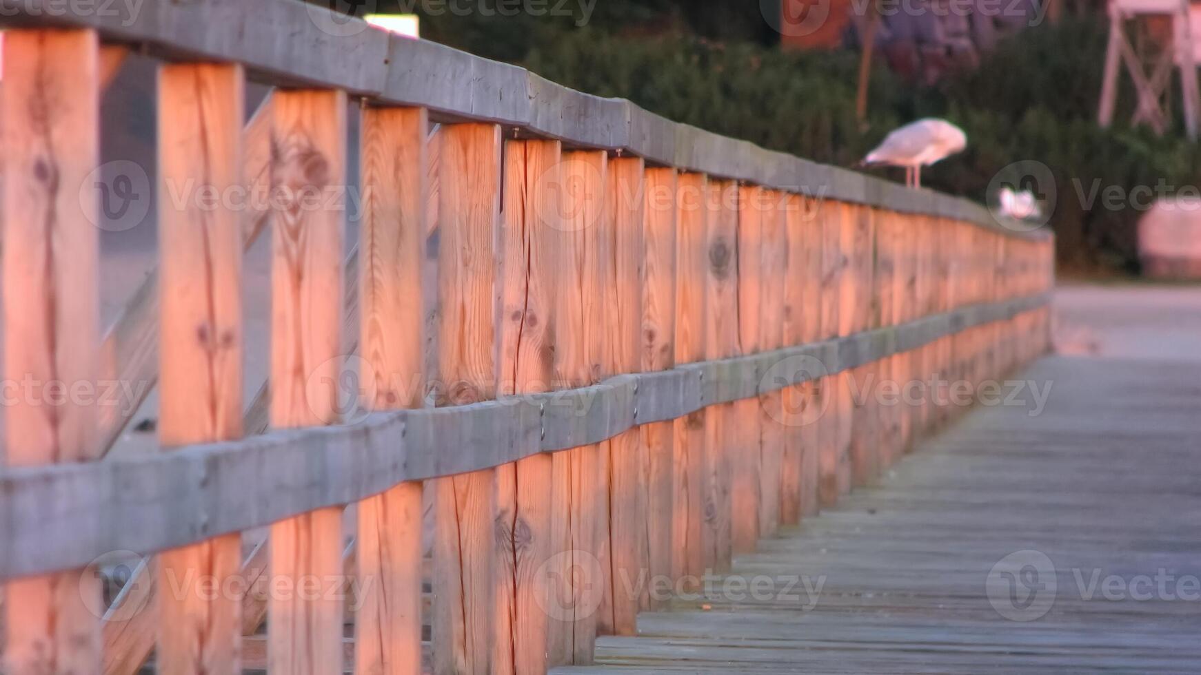 Sunset Over a Wooden Boardwalk at flensburg ostseebad photo