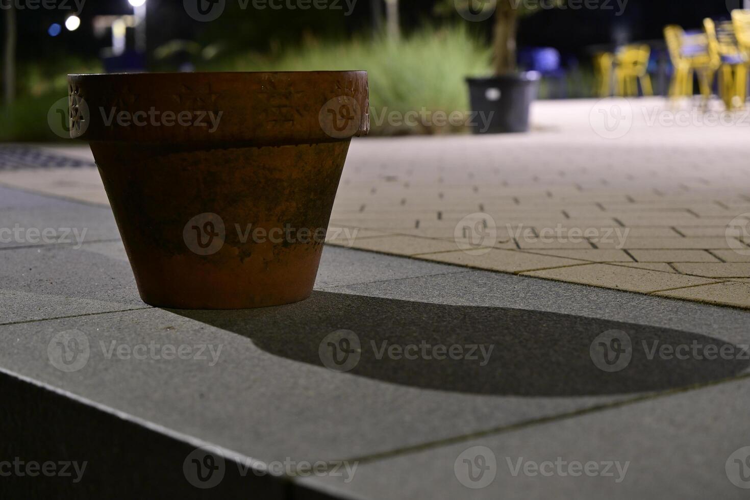 Nighttime Terracotta Flower Pot with Shadow photo