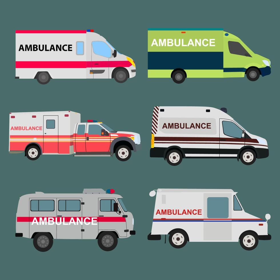 collection of ambulances with different types vector