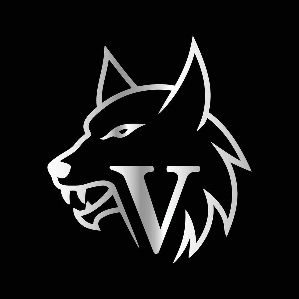 the logo for the wolf is shown on a black background vector