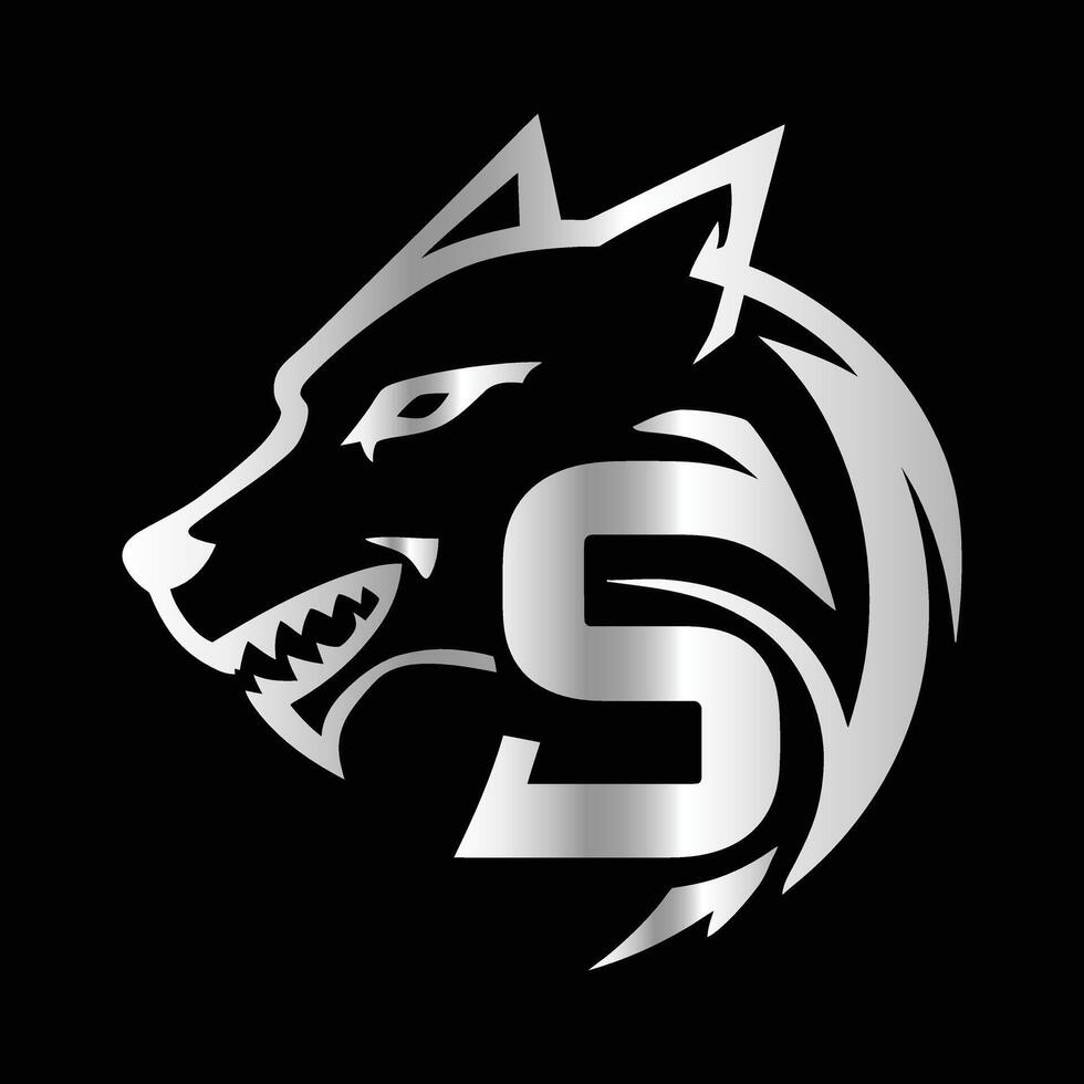 the logo for a team called wolf. Letter S Monogram design wolf face template. vector