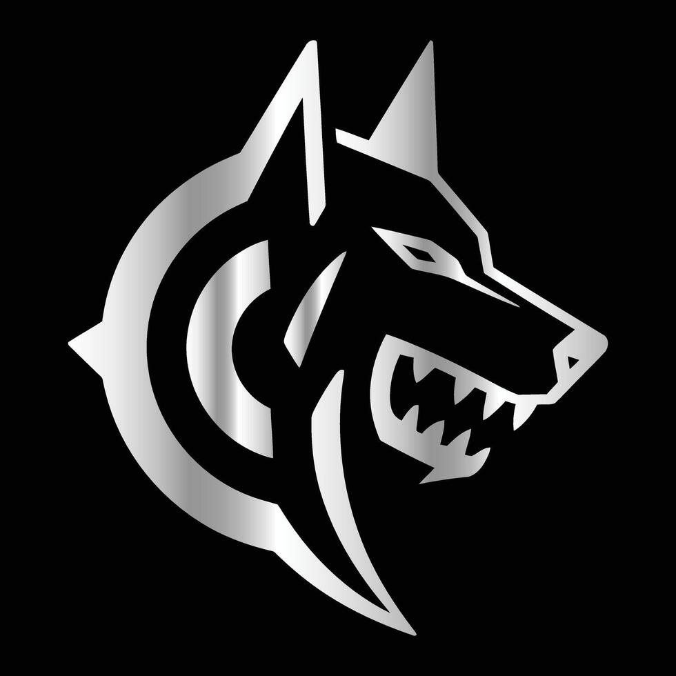 a wolf head on a black background vector