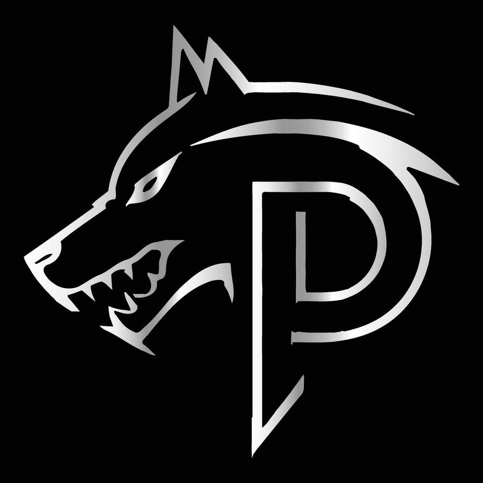 the logo for the p logo is shown on a black background vector