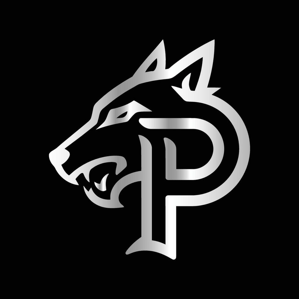 the p logo is shown on a black background vector