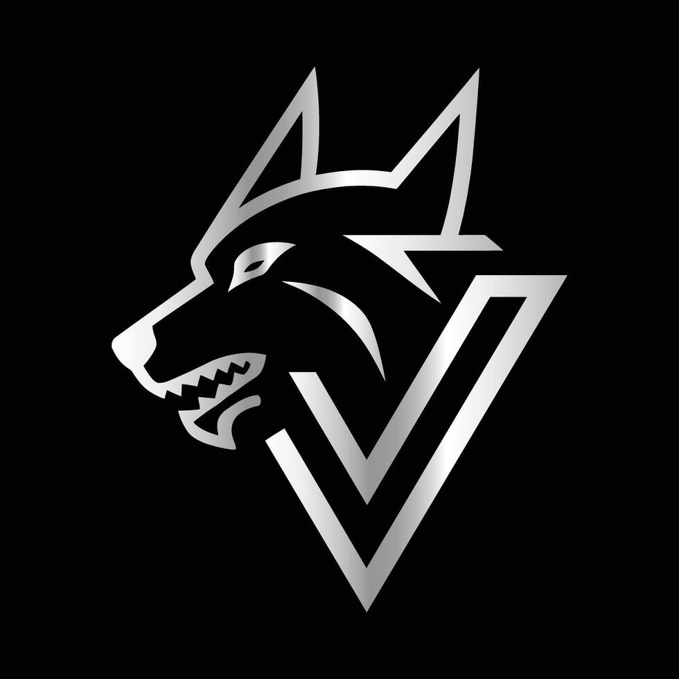 the wolf logo is shown on a black background vector