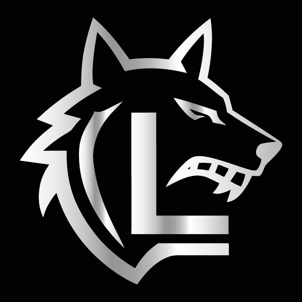 the logo for the wolf is shown on a black background . vector