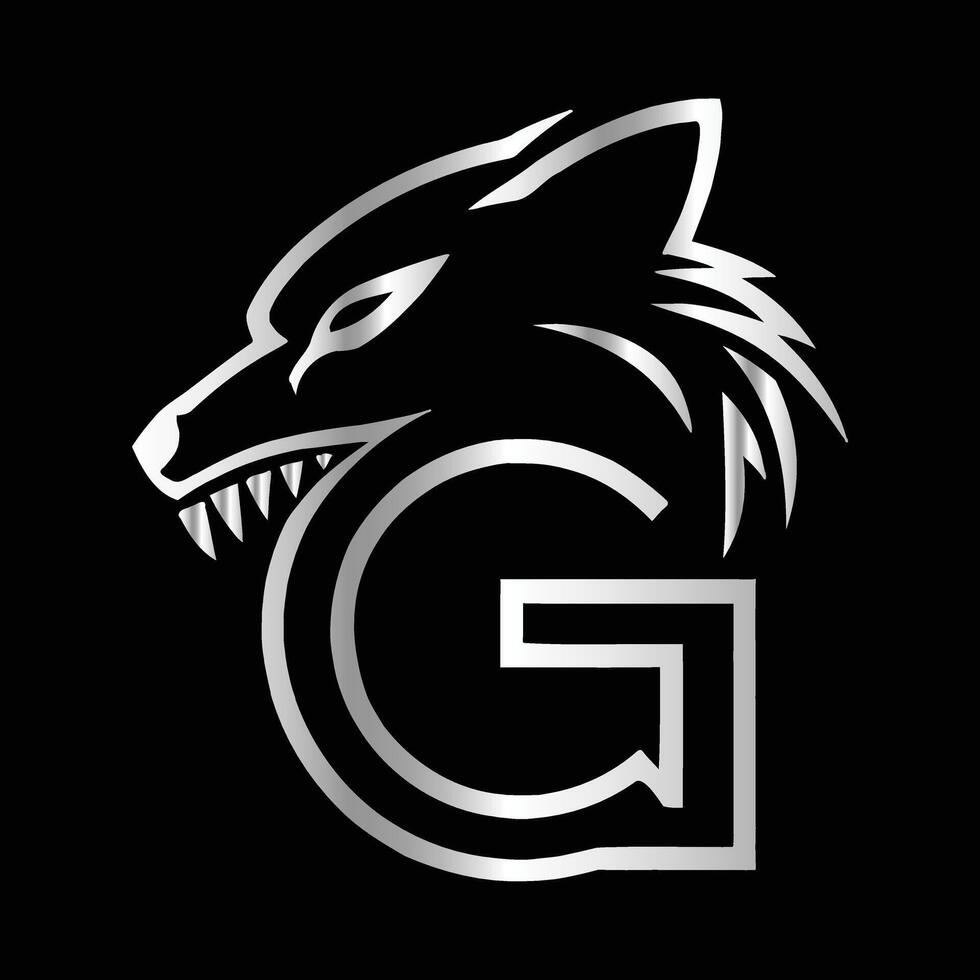 the letter g with a wolf head on it vector