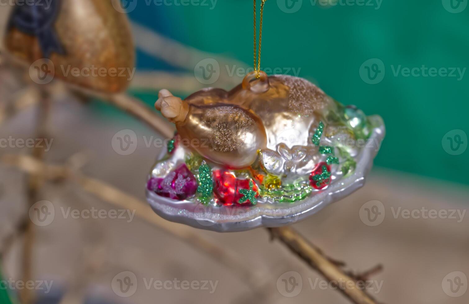 A Christmas golden turkey decorated with colorful vegetables a photo