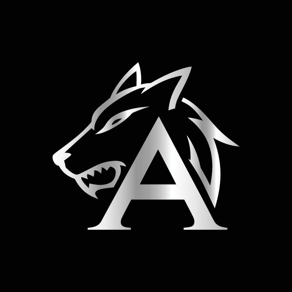 the letter a is in the shape of a wolf vector