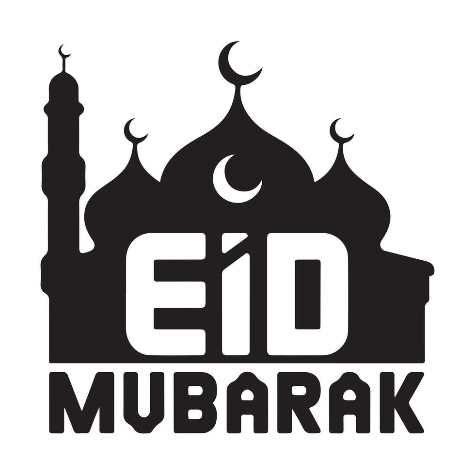 Eid Mubarak Mosque Graphic Design vector