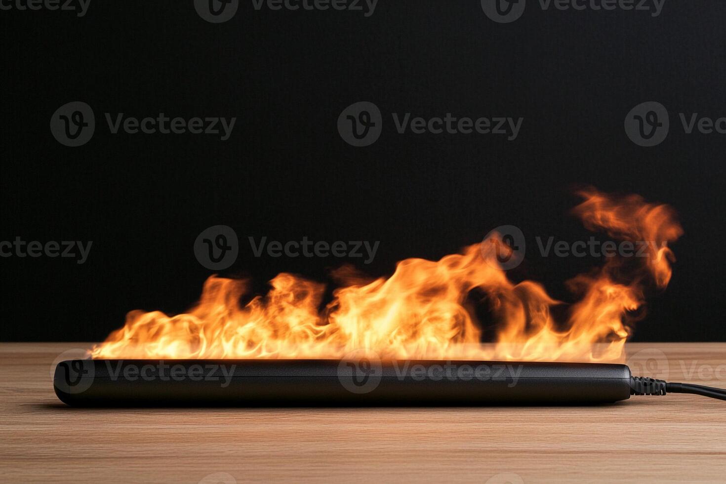 A black and white photo of a burning candle on a wooden table