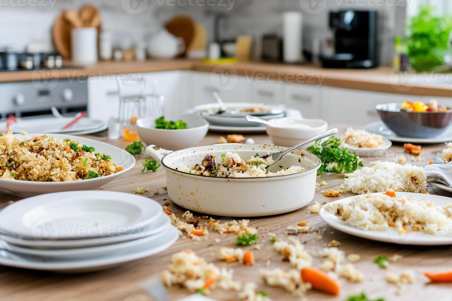 A table with many dishes of food on it photo