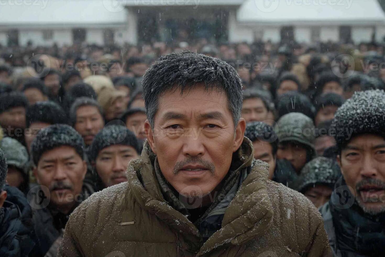 A man standing in front of a crowd of people photo