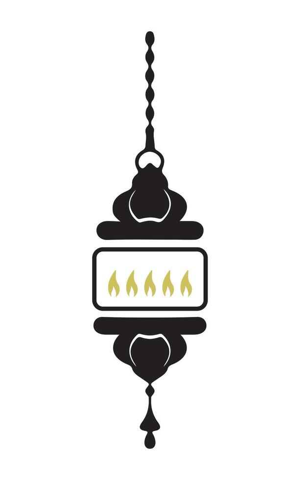 Black and Gold Hanging Lantern Silhouette vector