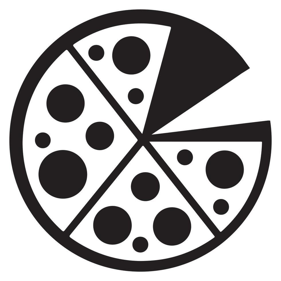 Simple Pizza Graphic with Slices vector