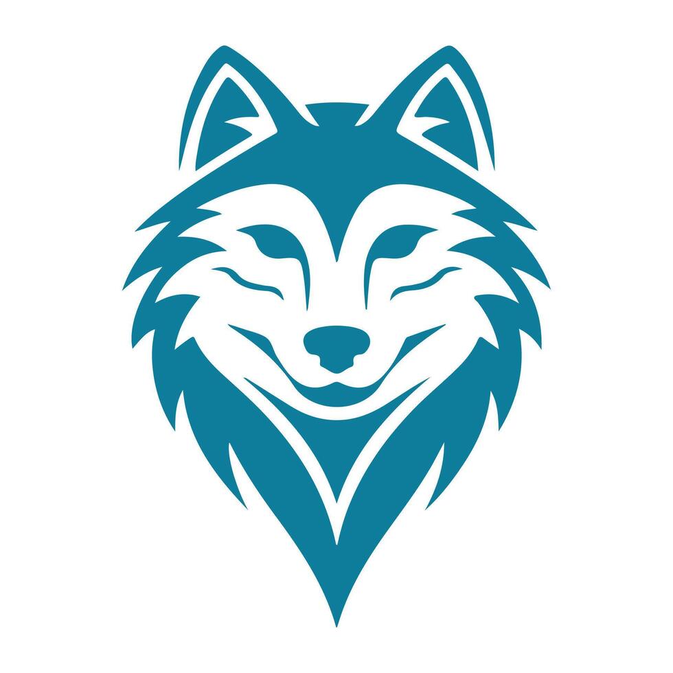 Stylish Teal Wolf Head Logo Design vector