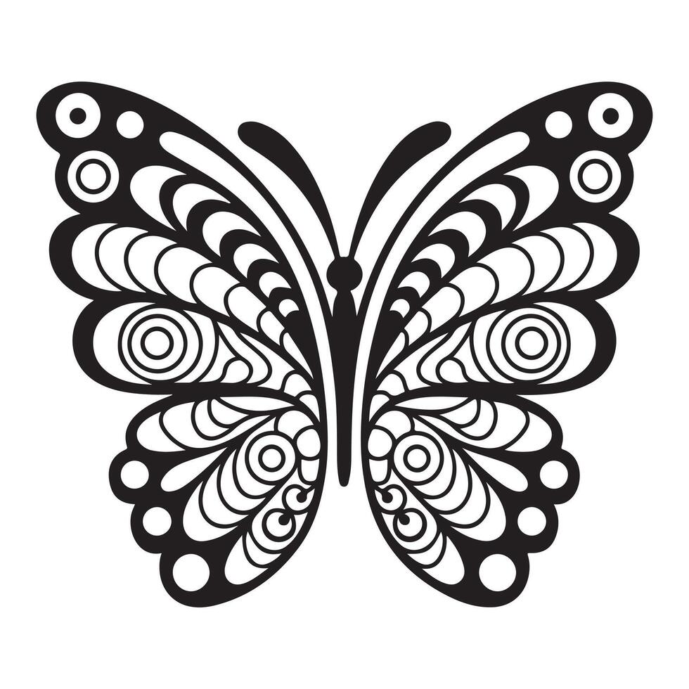 Ornate Black and White Butterfly Design vector