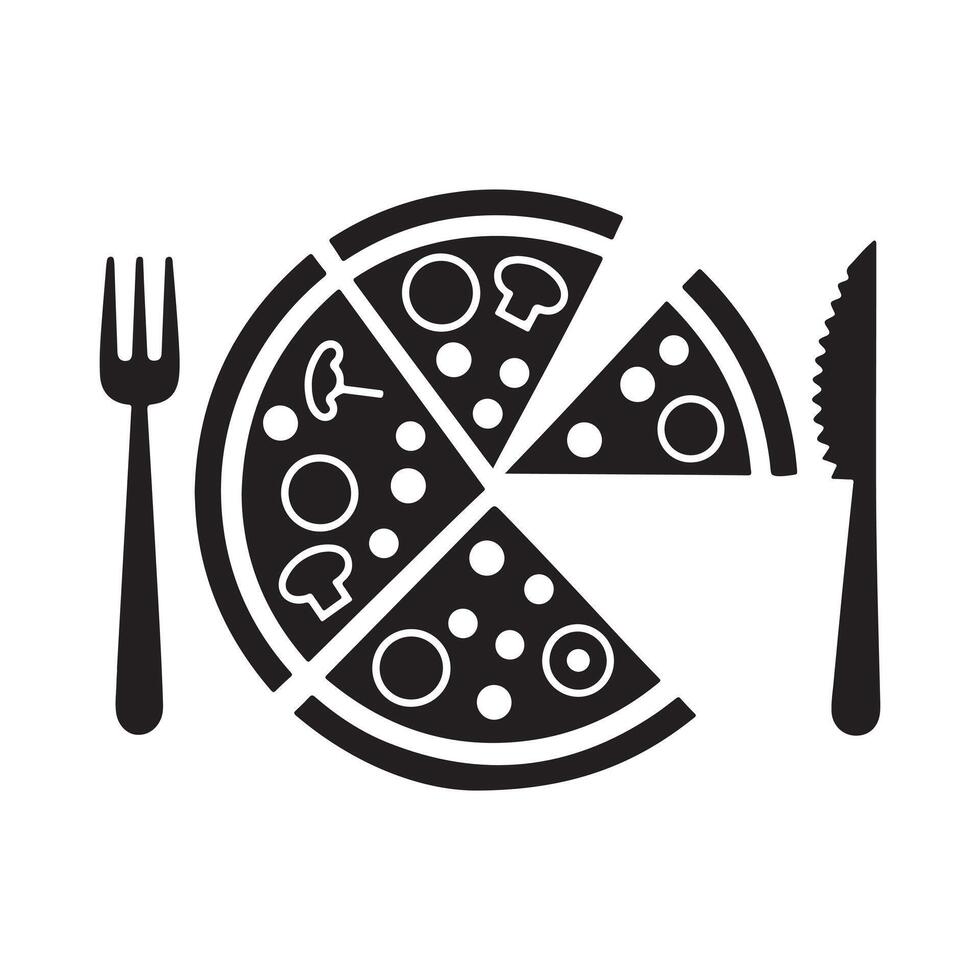 Delicious pizza ready to be eaten with fork and knife vector