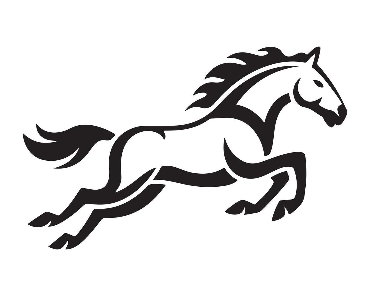 Bold Black and White Running Horse Silhouette vector