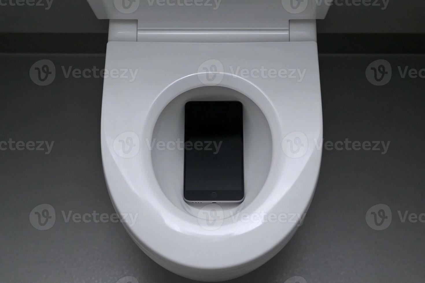 A cell phone is sitting on the toilet seat photo