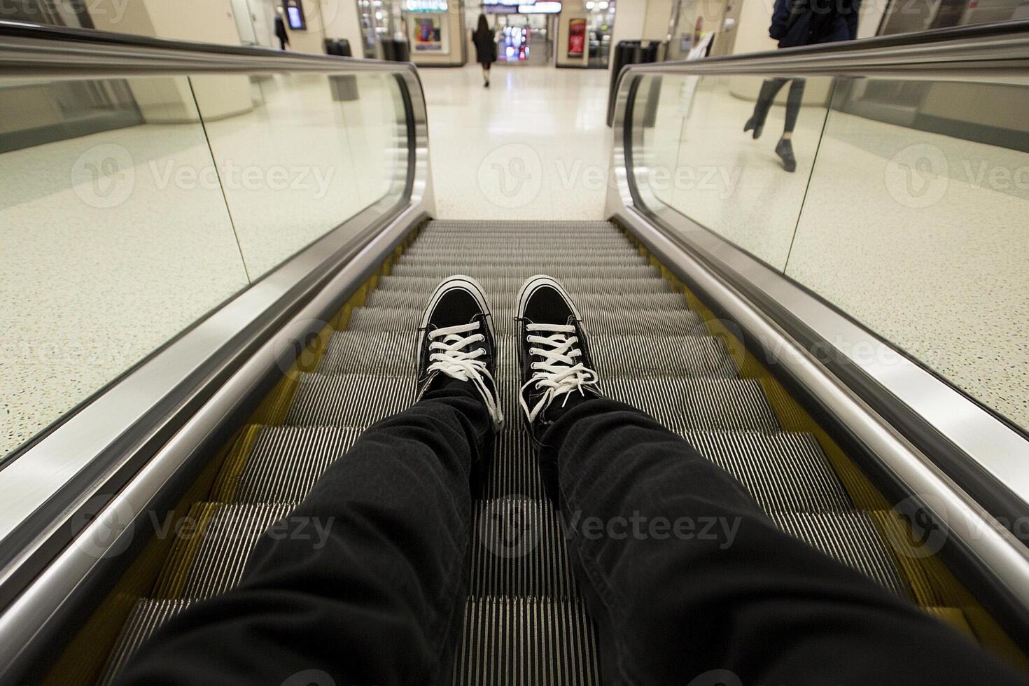 A person wearing black pants photo