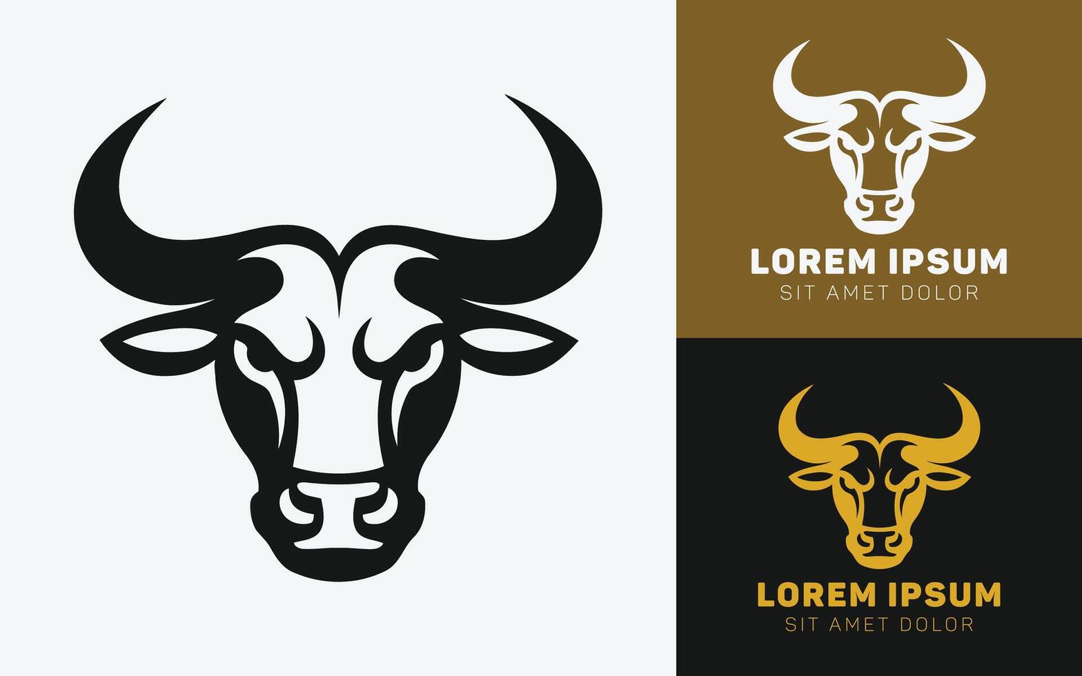 Flat Bull Icon Logo with Strong Bold Lines vector