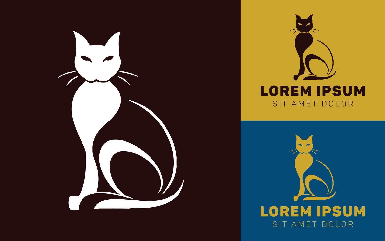 Stylized Two Color Cat Head Logo Icon Cartoon vector